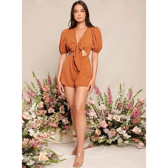 SHEIN Pants - NWT Tie Front Romper Playsuit